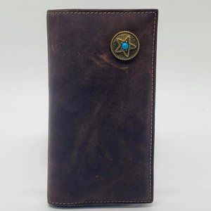 Vintage Leather Long Wallet for Men Bifold Coffee Wallet